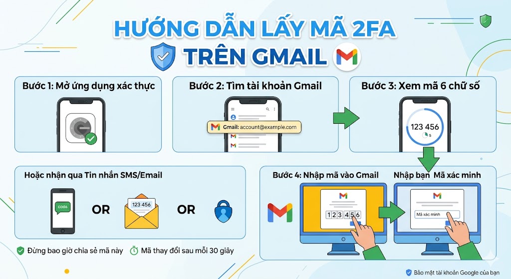 HƯỚNG DẪN LẤY MÃ 2FA TRÊN GMAIL